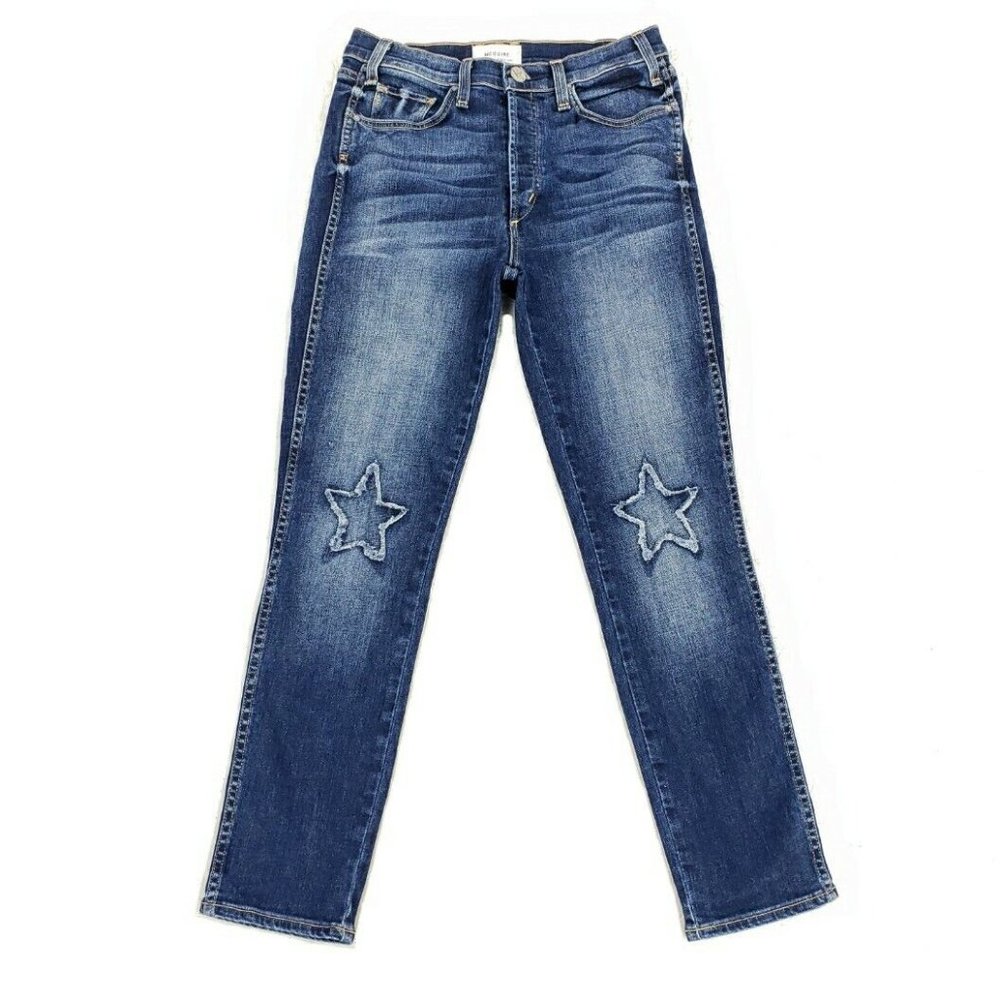 McGuire Denim Vintage Mid Rise Star Patch Slim Jeans Size 28 Measure 27x27 $268